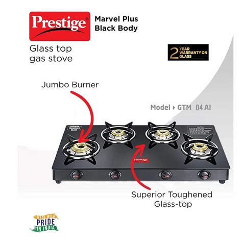 prestige marvel 4 burner glass top gas stove price